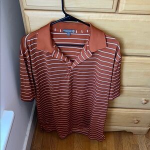 Peter Millar Burnt Orange Polo Shirt with Horizontal Stripes